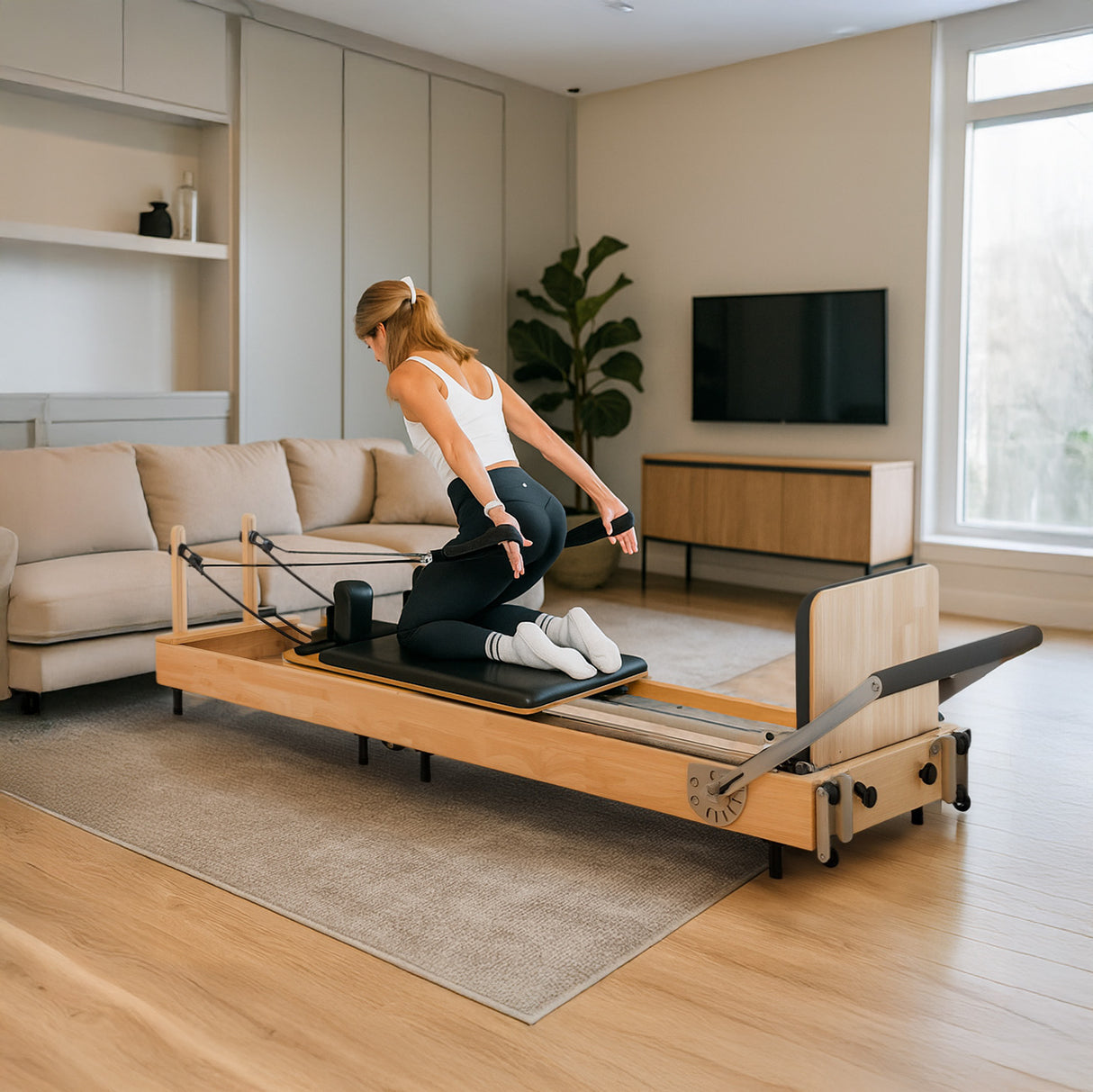 Pilates Reformer i naturfärgad ek