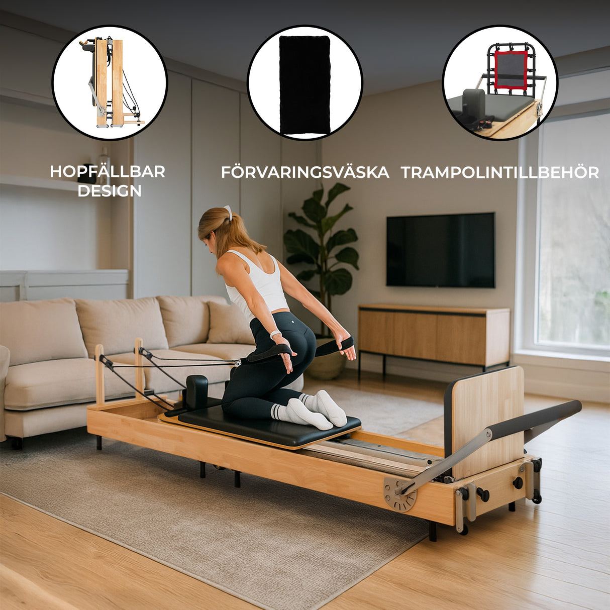 Pilates Reformer i naturfärgad ek