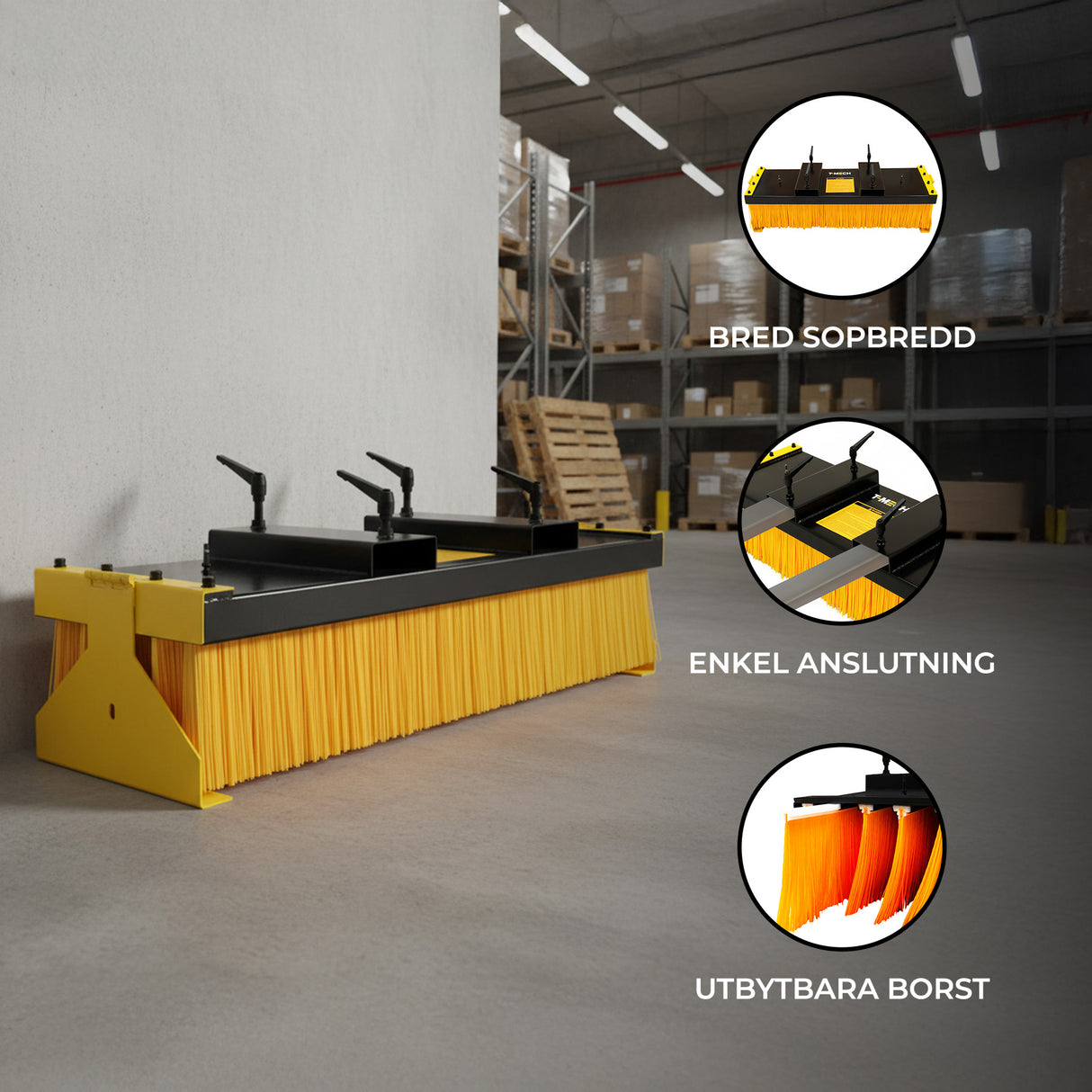 Sopborste för Gaffeltruck med Stativ