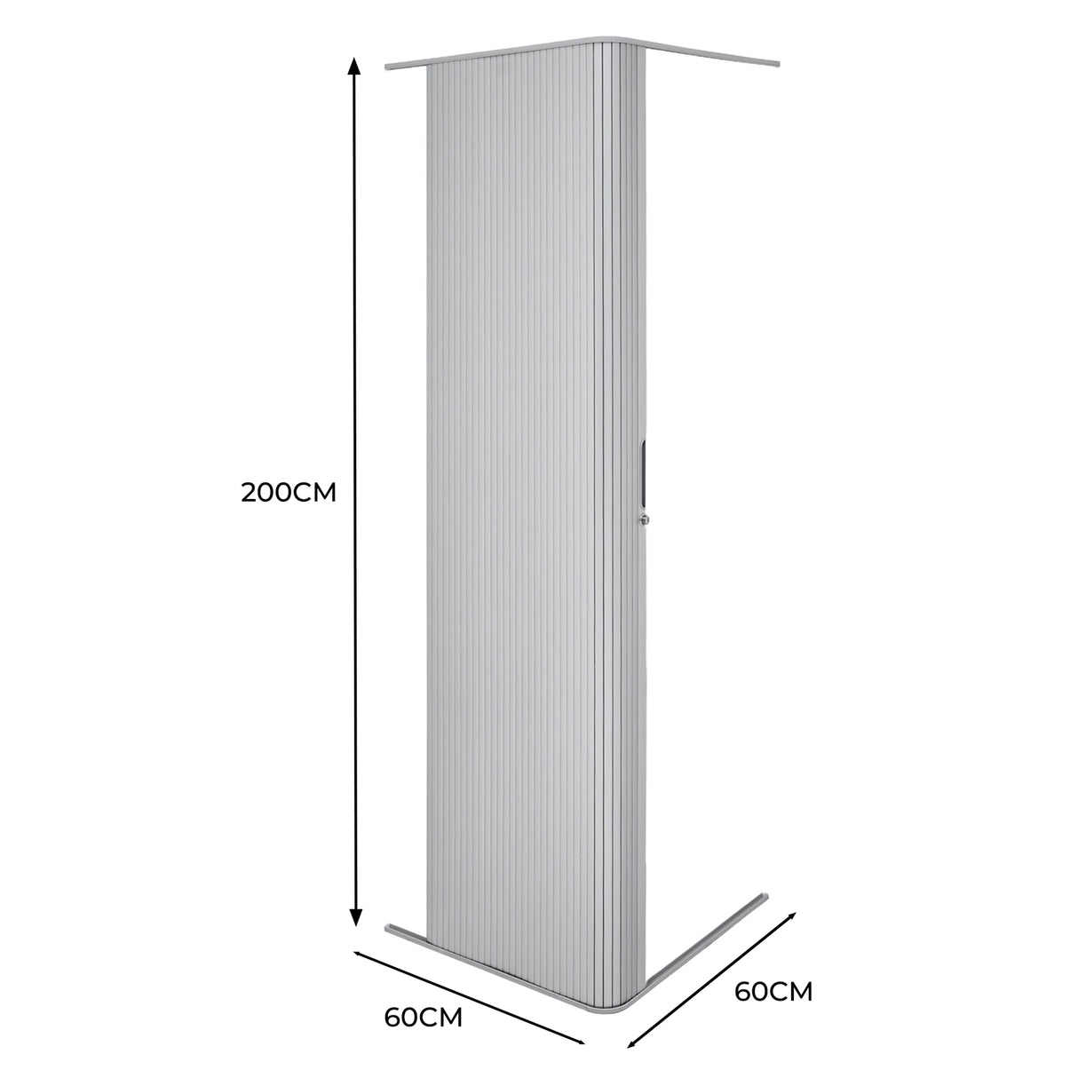 Rullbar Duschdörr för Husbil/Camper (Tambour) - Silver