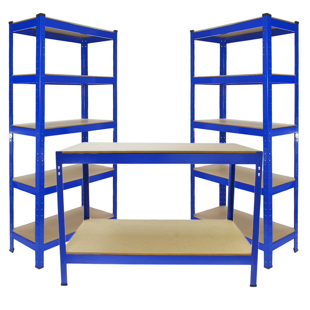 Monster Racking 2 x T-Rax 90cm Blå Arbetsbänk / Förvaringshylla i Metall