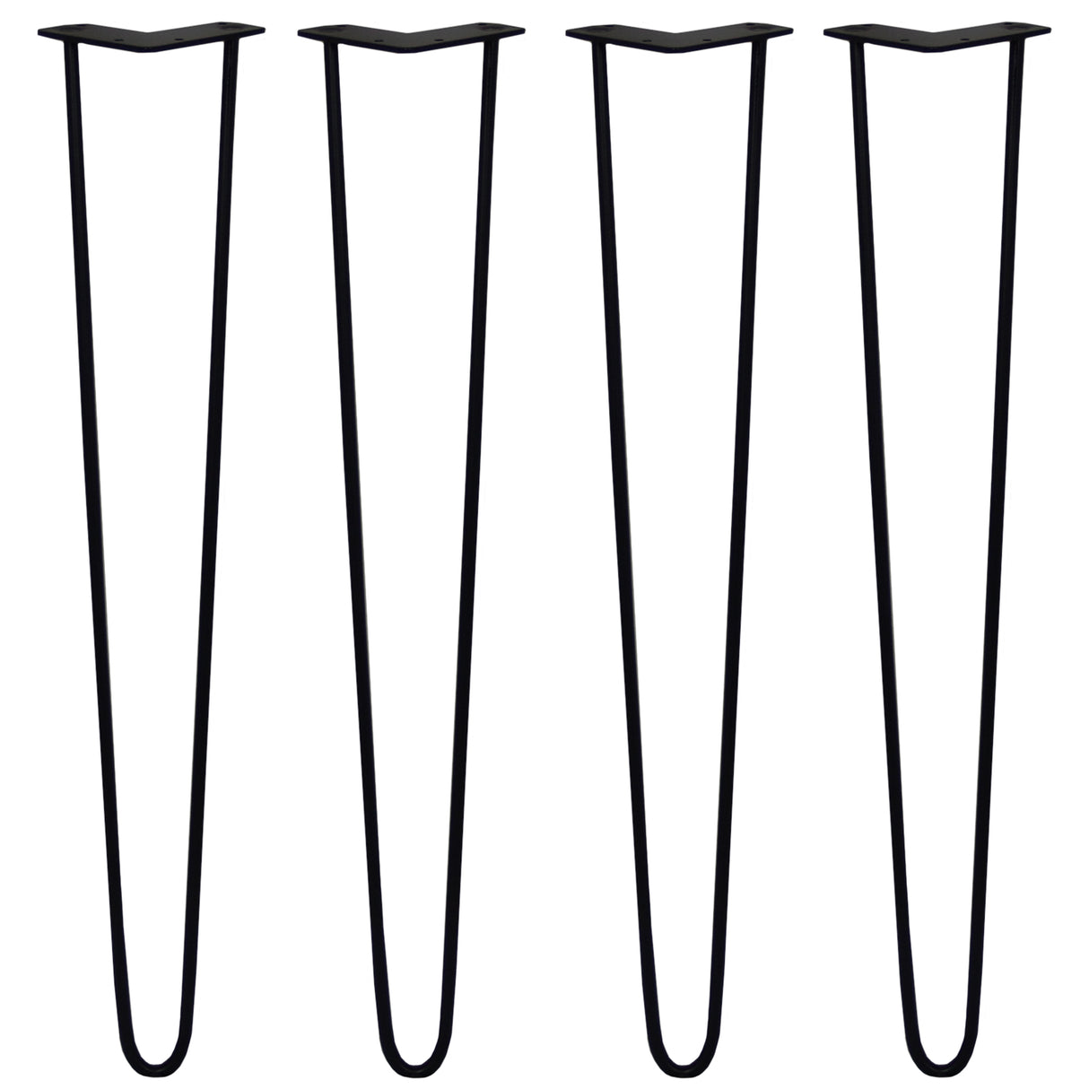 Svarta hårnålsben i metall, 71 cm långa och 10 mm tjocka, fyra stycken med en elegant, slank design för stabila möbler