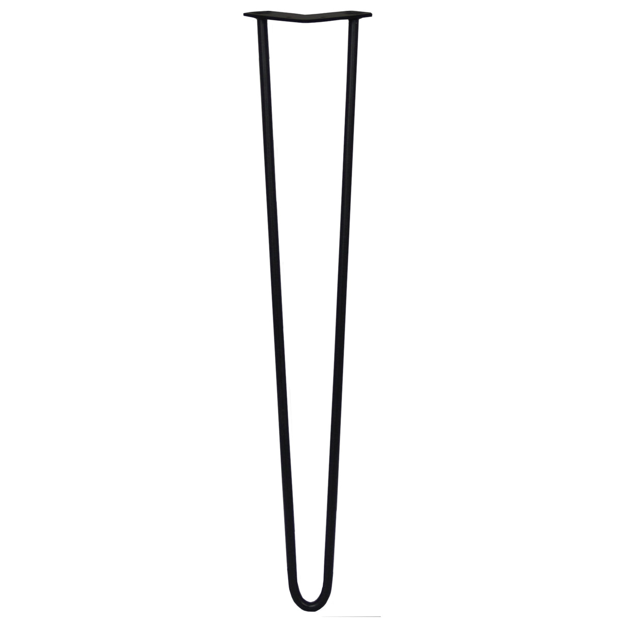 Svarta hårnålsben i metall, 71 cm långa och 12 mm tjocka, med en slät yta och en enkel, elegant form för stabilitet