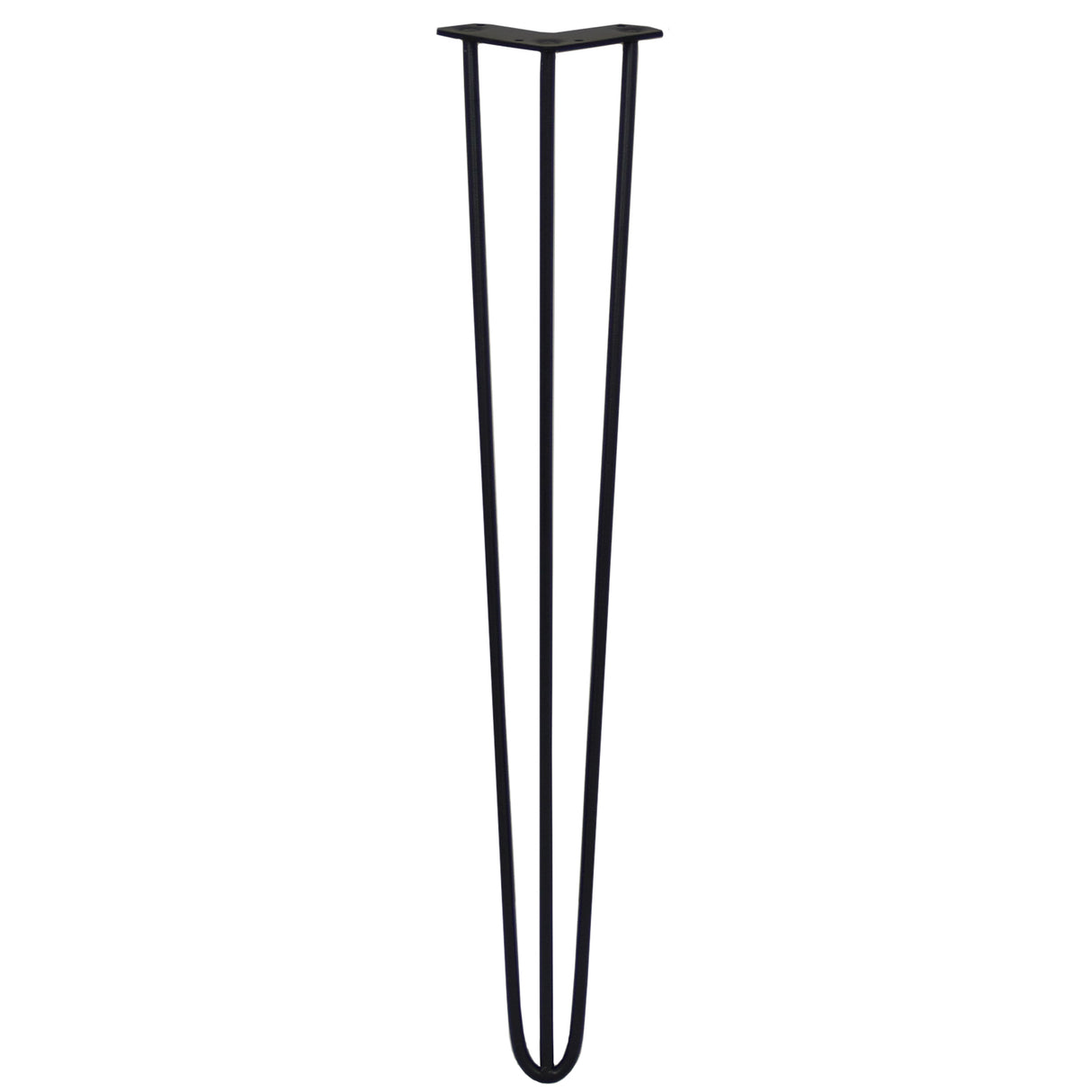 Svarta hårnålsben i metall, 71 cm långa och 10 mm tjocka, med en elegant och modern design, perfekt för möbelstöd