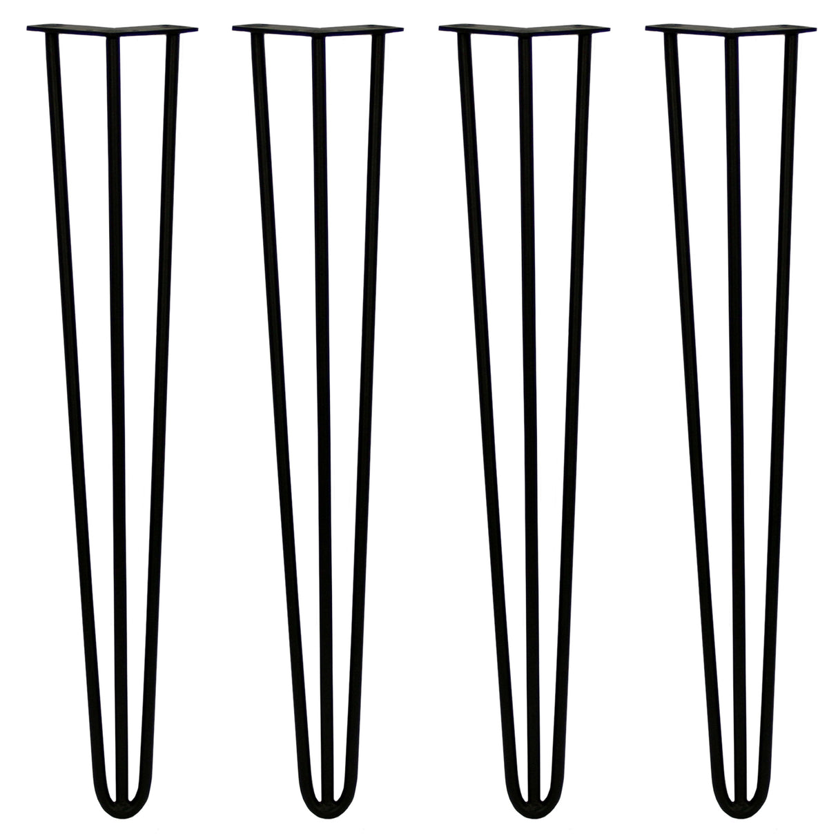 4 x 71 cm Hårnålsben - 3 Stänger - 12 mm - Svart