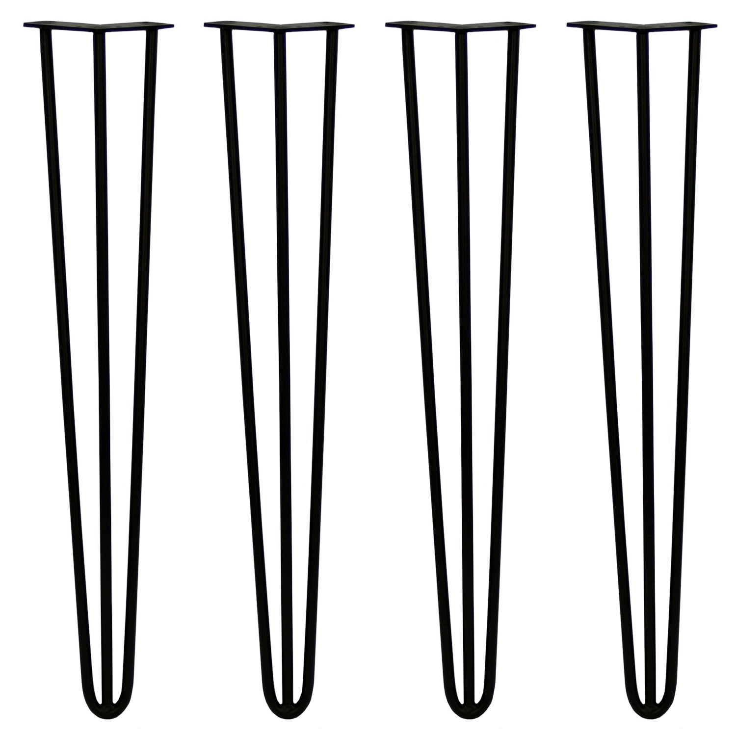 4 x 71 cm Hårnålsben - 3 Stänger - 12 mm - Svart