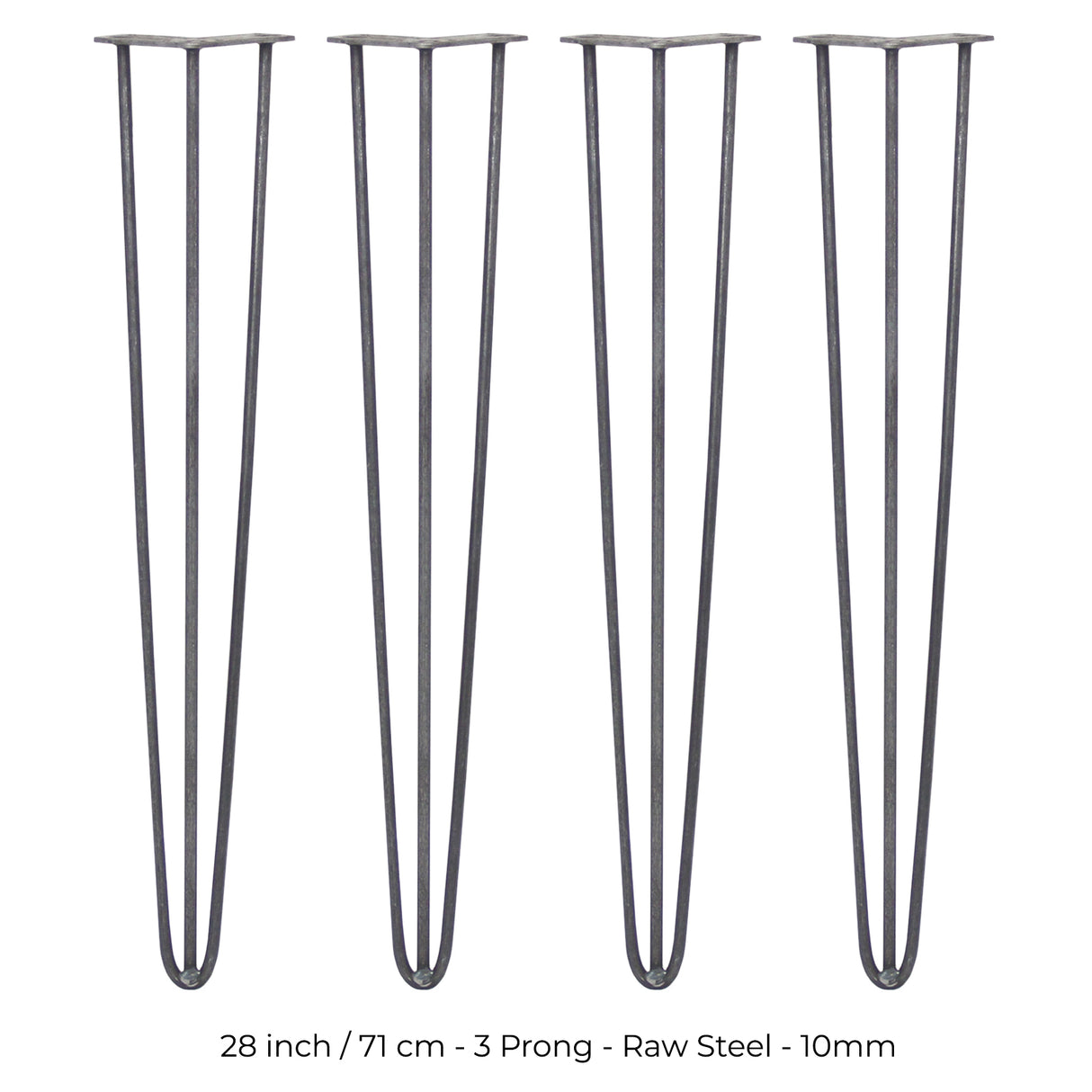 4 x 71 cm Hårnålsben - 3 Stänger - 10 mm - Stål