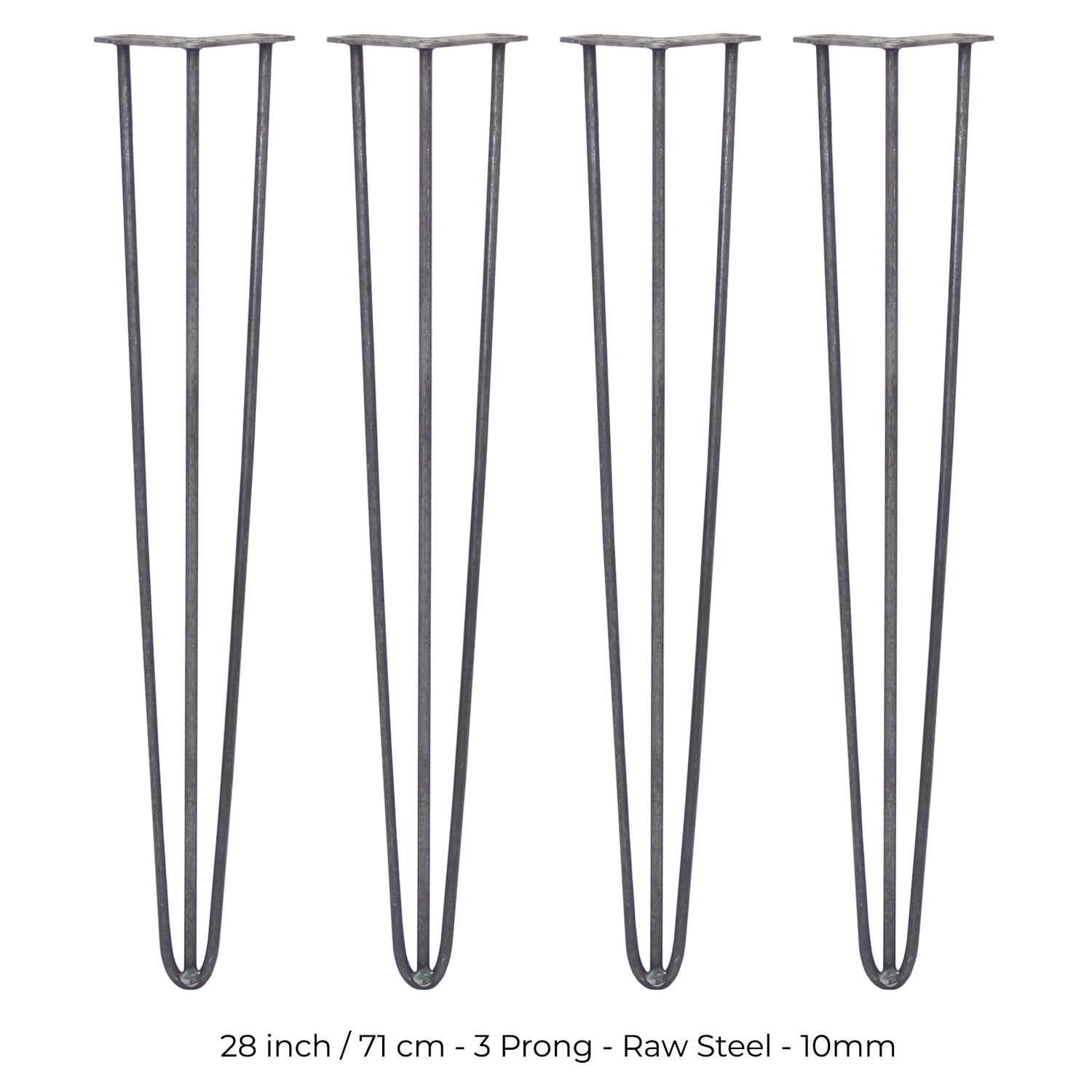 4 x 71 cm Hårnålsben - 3 Stänger - 10 mm - Stål