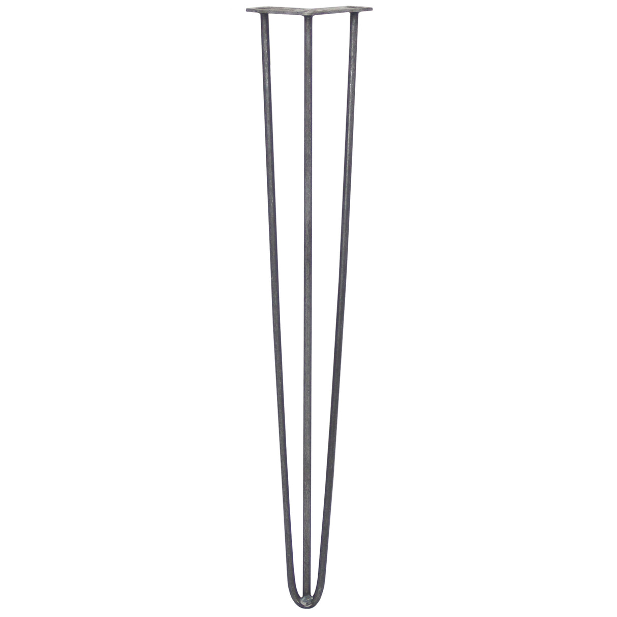 Svart stål hårnålsben med tre stänger, 71 cm långa och 10 mm tjocka, med en slät och robust yta för stabilitet