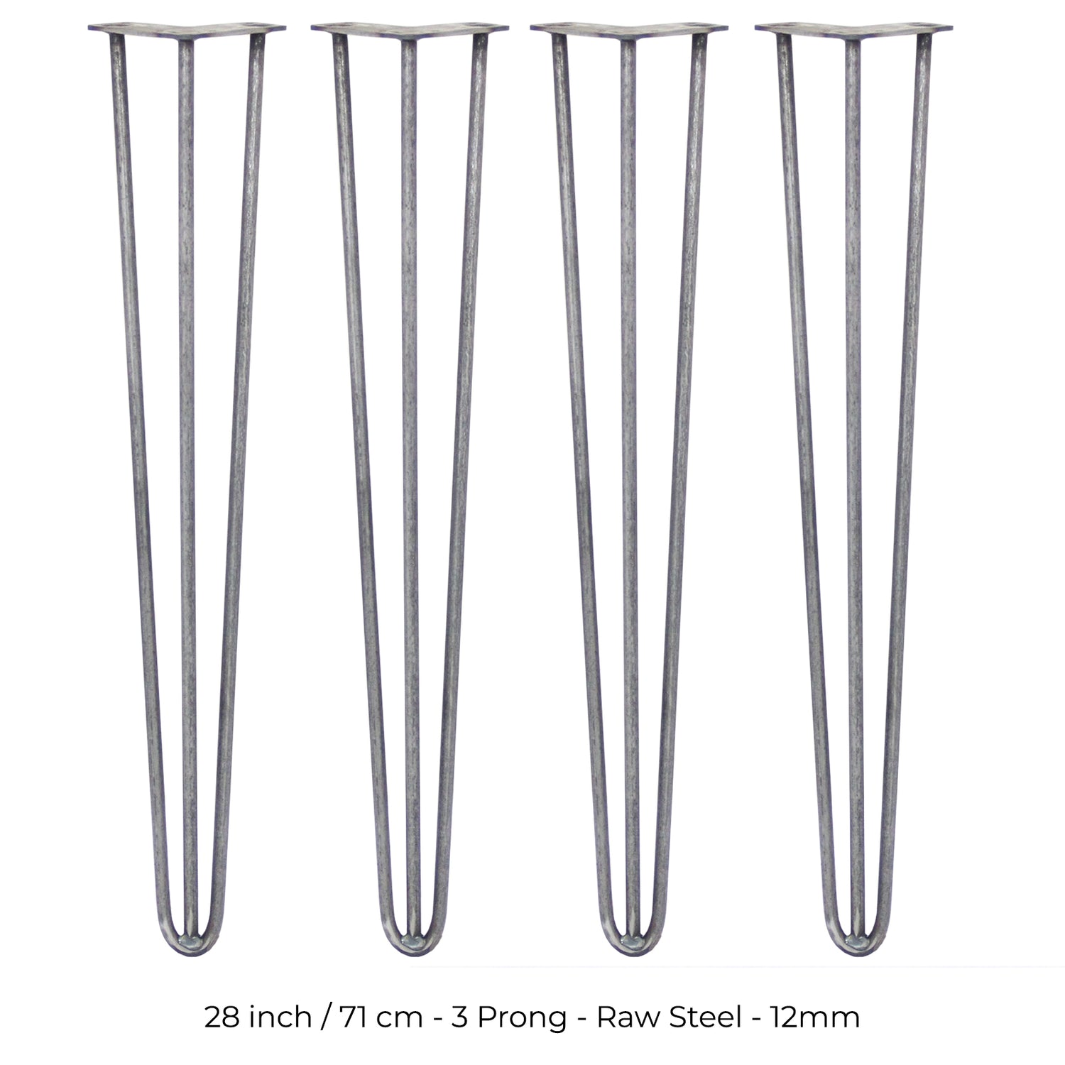 4 x 71 cm Hårnålsben - 3 stänger - 12 mm - Stål