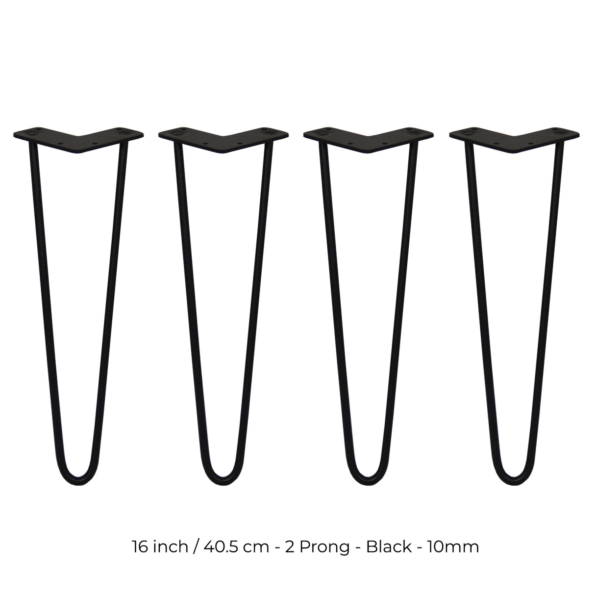 4 x 40 cm Hårnålsben - 2 Stänger - 10 mm - Svart