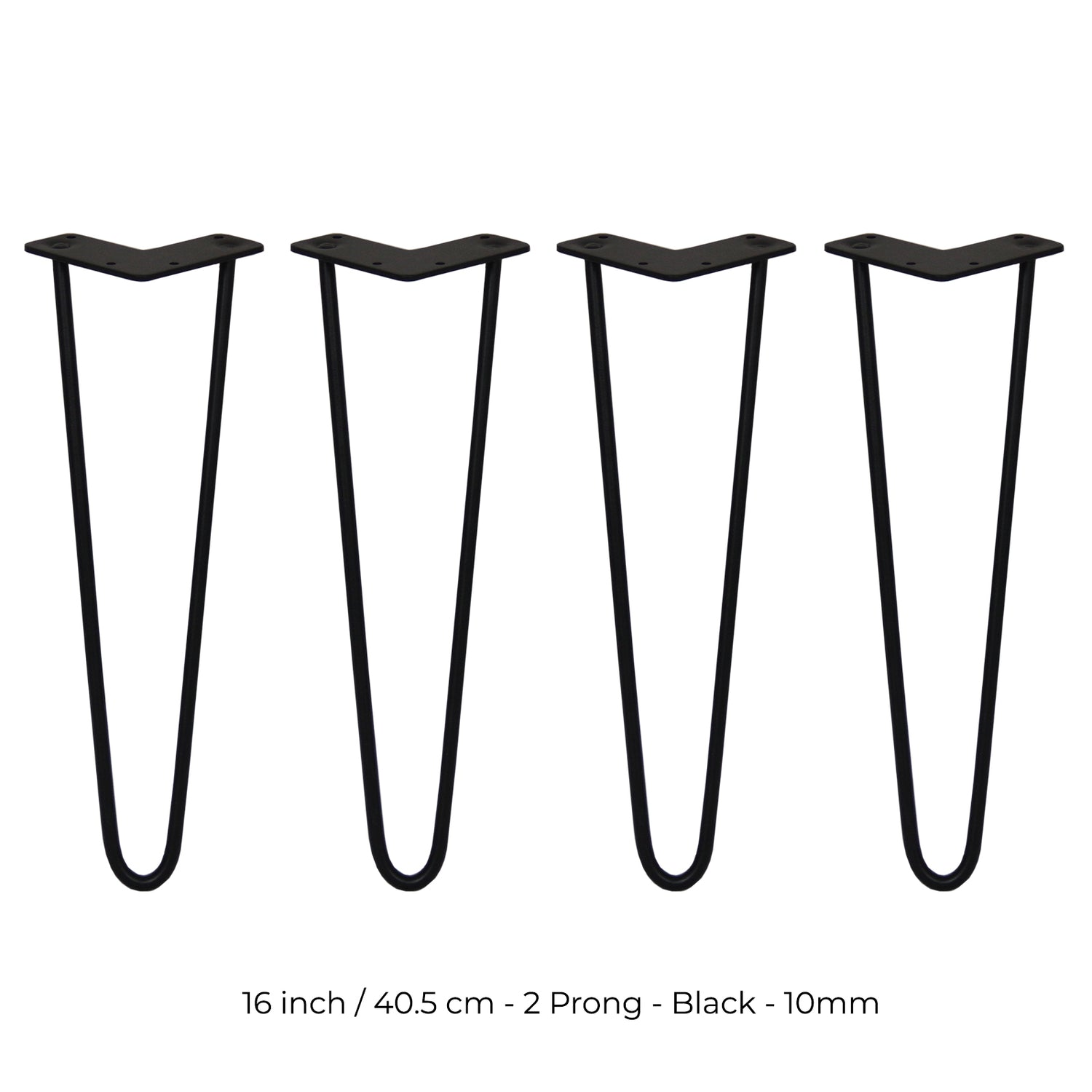 4 x 40 cm Hårnålsben - 2 Stänger - 10 mm - Svart