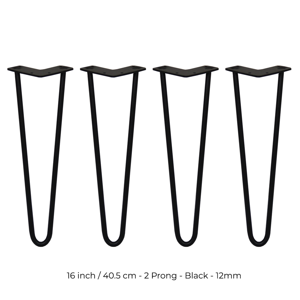 4 x 40 cm Hårnålsben - 2 Stänger - 12 mm - Svart