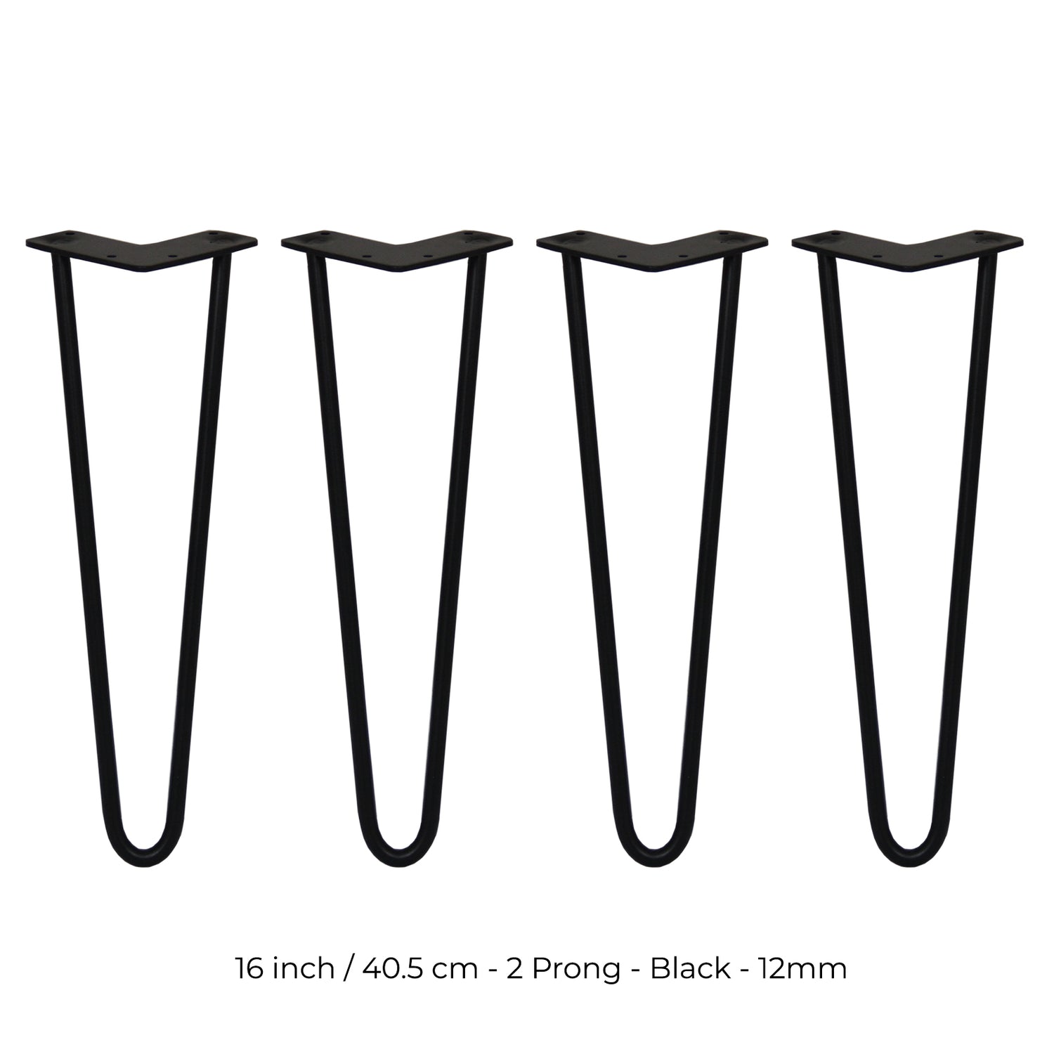 4 x 40 cm Hårnålsben - 2 Stänger - 12 mm - Svart