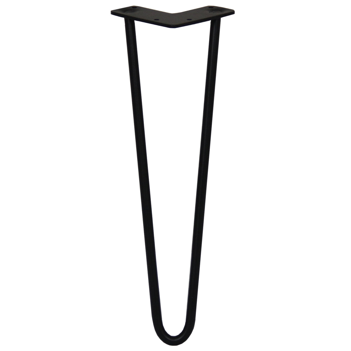 Svarta hårnålsben i metall, 40 cm långa och 12 mm tjocka, med en stabil bas för möbelstöd och modern design