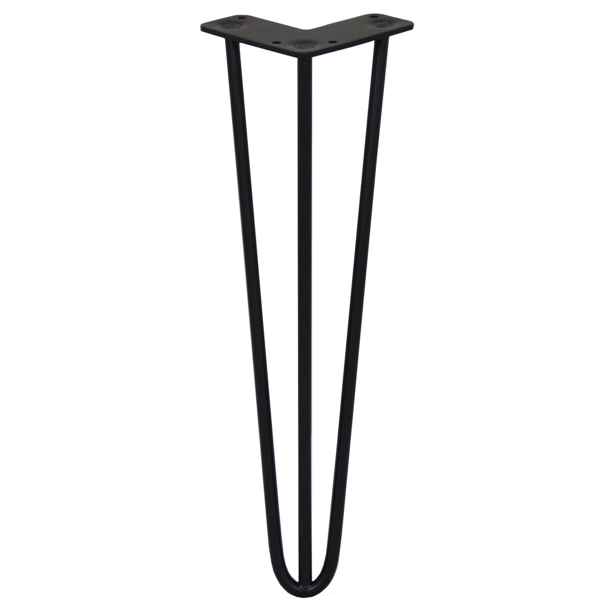 Svart hårnålsben i metall, 40 cm höga med tre stänger och 10 mm tjocklek, perfekt för att skapa moderna möbler