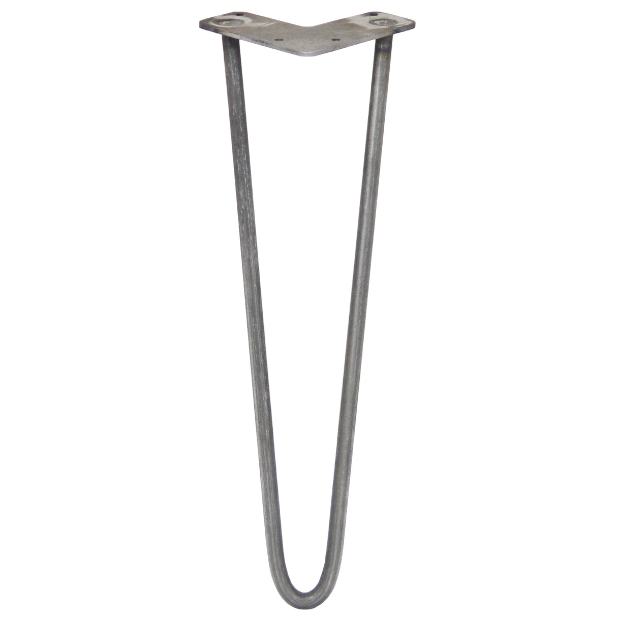 Stål hårnålsben i U-form, 40 cm långa och 12 mm tjocka, med en grå metallfinish och två fästen för stabil montering