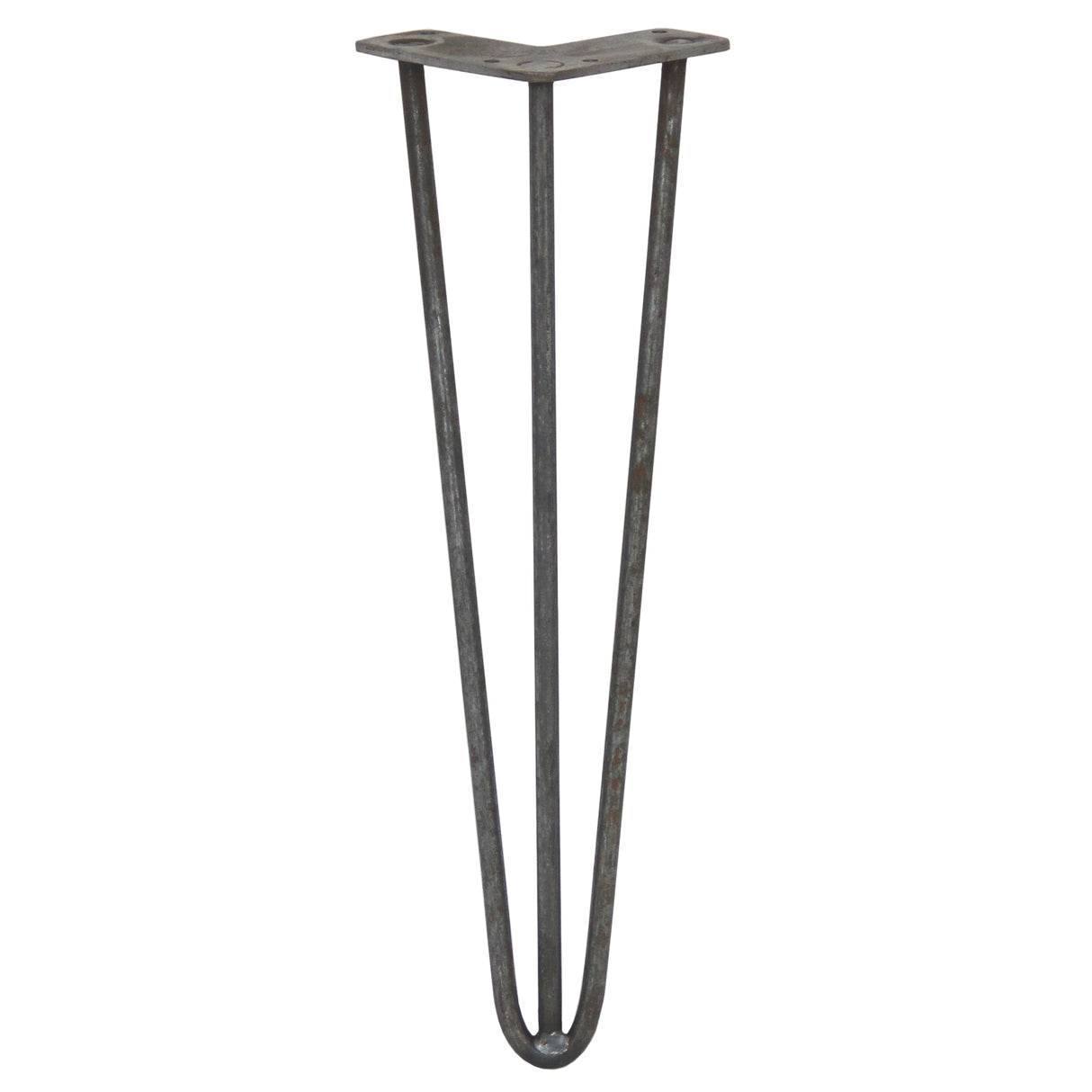 Hårnålsben i stål, 4 x 40 cm, med tre stänger och 10 mm tjocklek, har en robust och industriell design med en grå yta