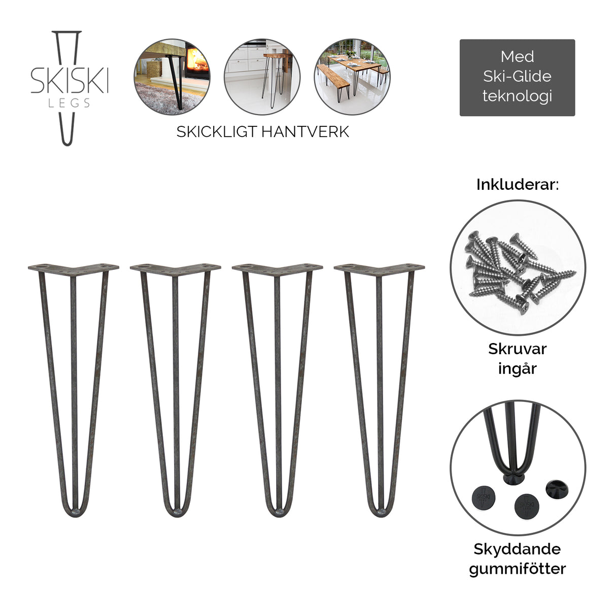 Svarta stålben i H-form, 40 cm långa, med en slät yta och stabil design, perfekta för att bygga egna möbler
