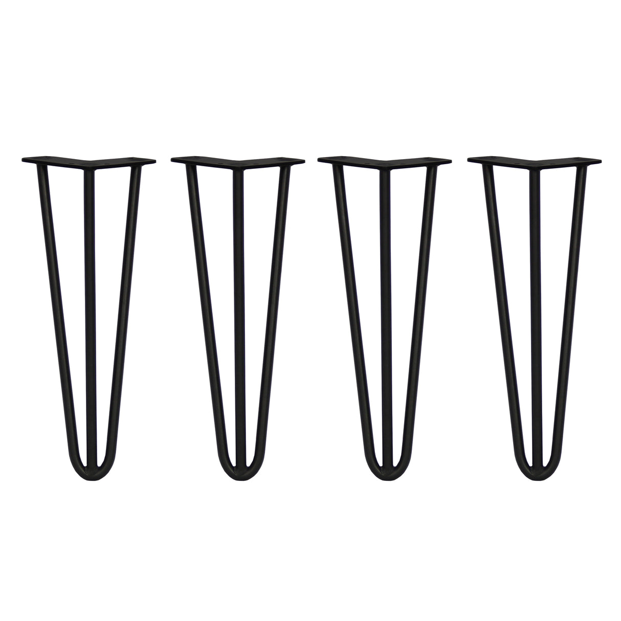 Svarta hårnålsben i metall, 4 stänger, 35 cm långa och 12 mm breda, med en slät och modern design för stabilitet och stil