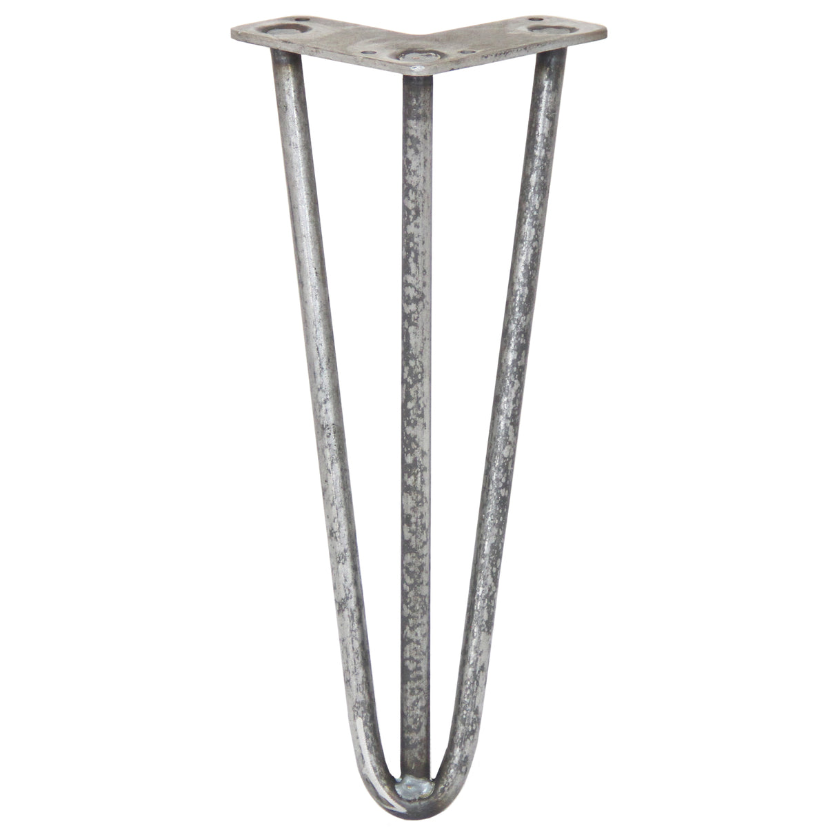 Hårnålsben i stål, 30 cm långa, med tre stänger och en 12 mm bred bas, har en silvergrå, metallisk yta och en robust design