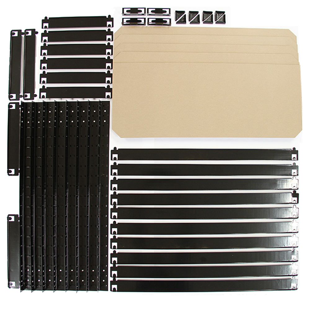 5 x T-RAX Svarta Hyllenheter i Metall 75cm x 150cm x 30cm