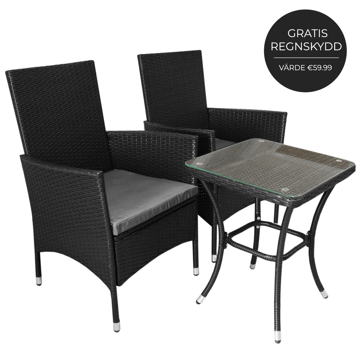 Jardí Rotting Möbelgrupp i Bistro-stil Svart