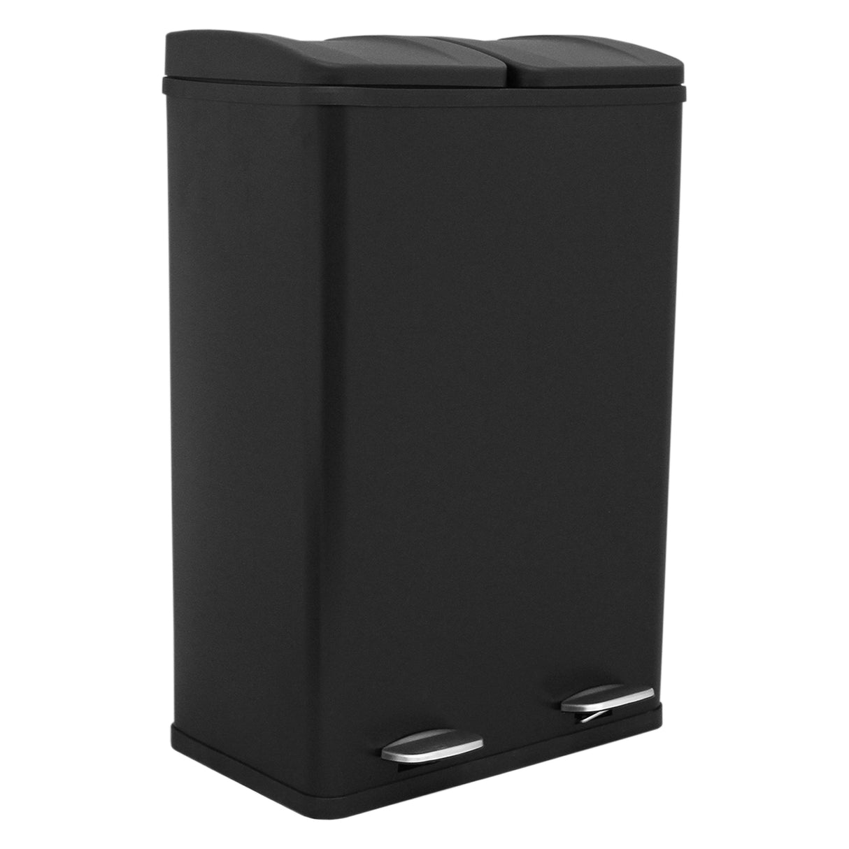 60 L Dubbla Soptunnor med pedaler | Svart