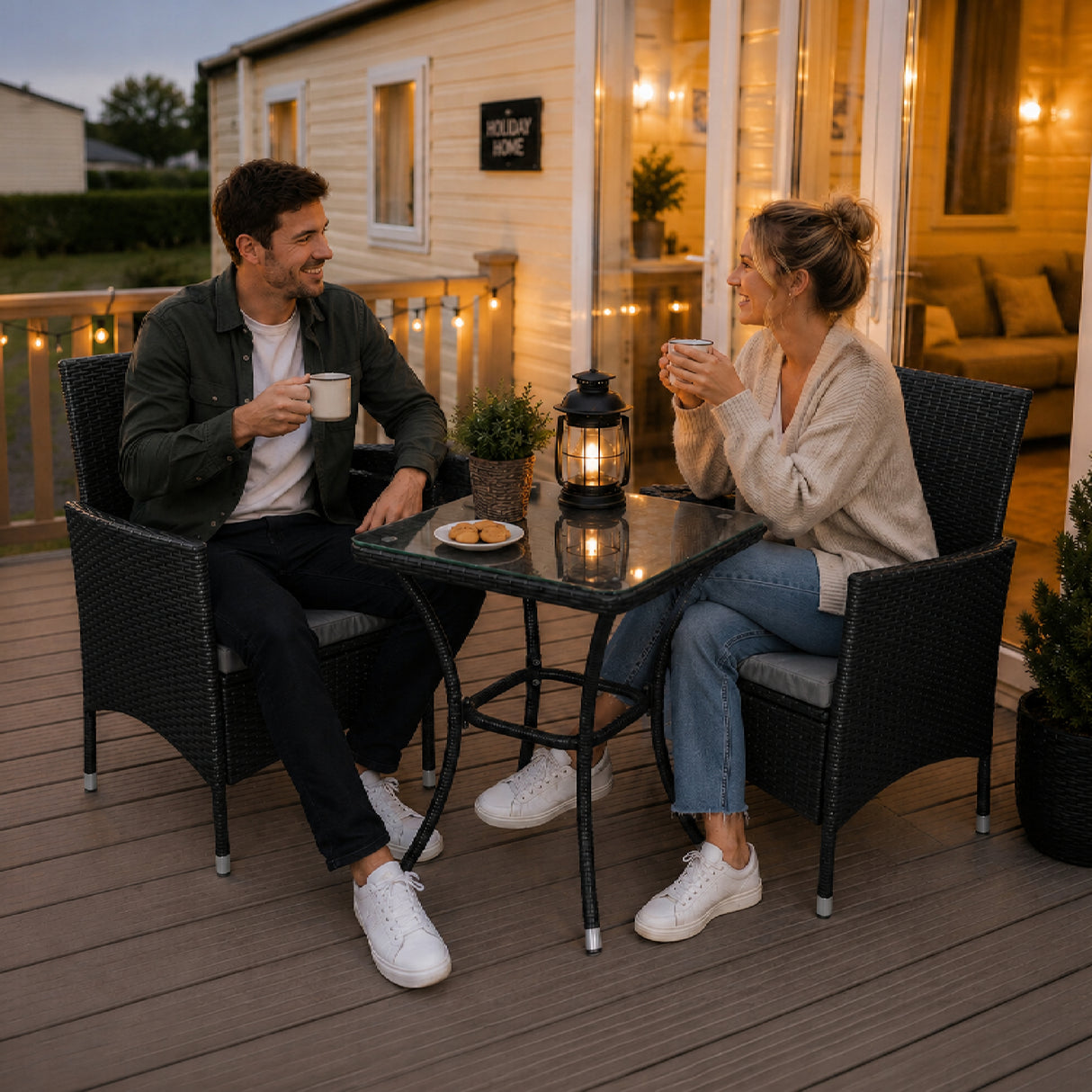 Jardí Rotting Möbelgrupp i Bistro-stil Svart