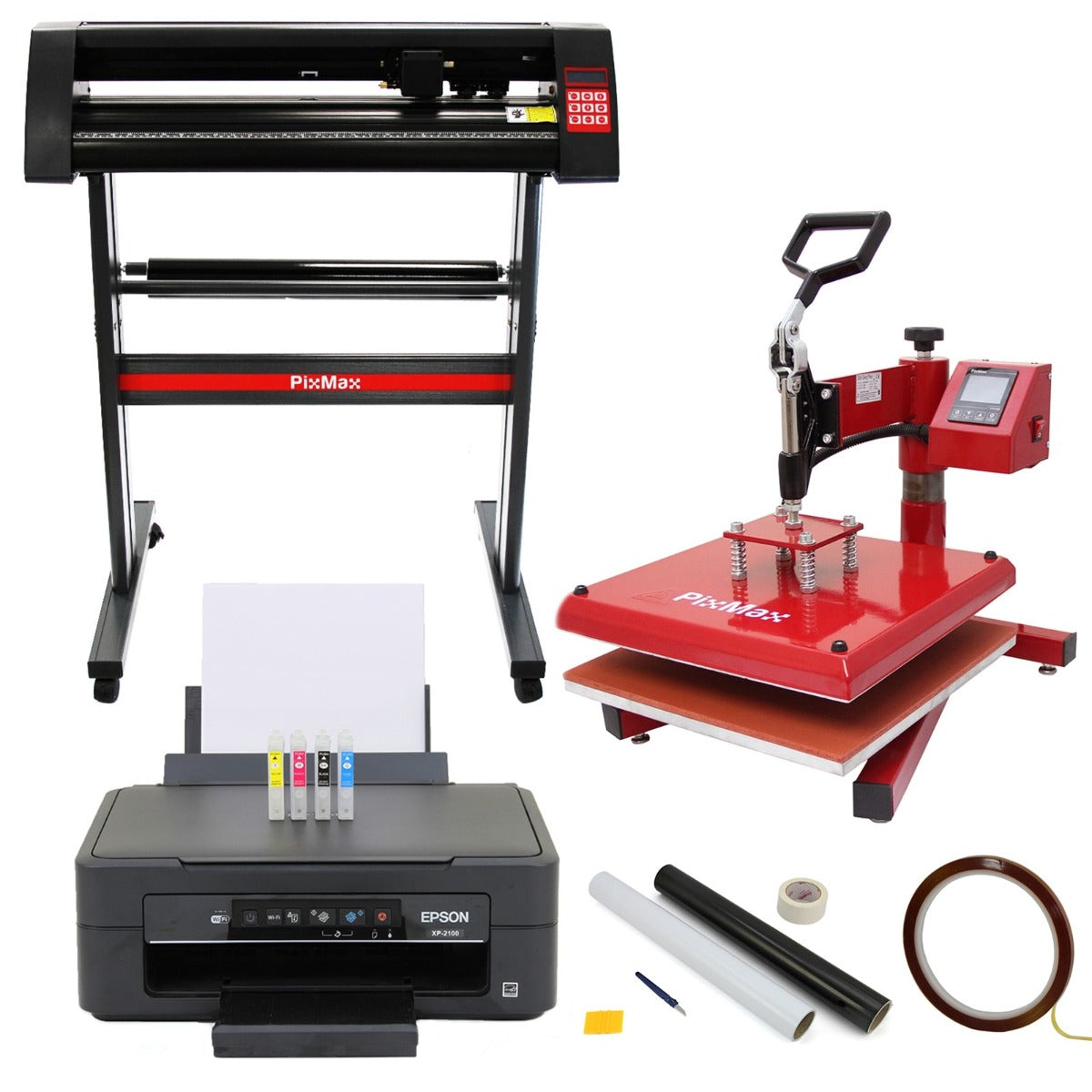 38cm Svängbar Värmepress, 720mm Skärplotter, Epson-skrivare & Rensningskit