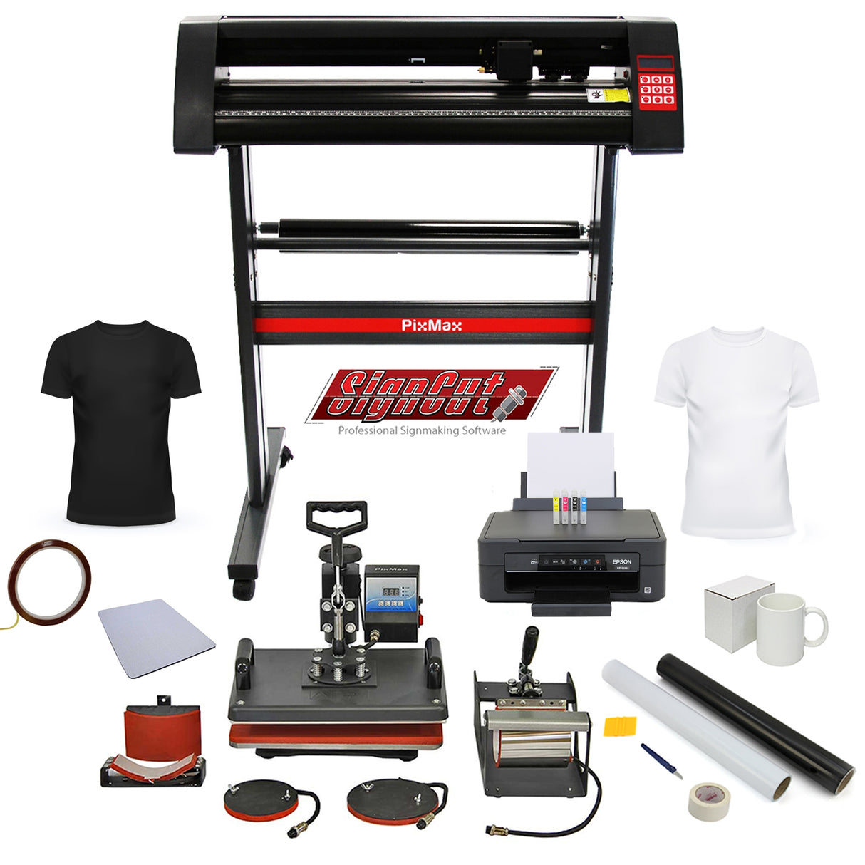 PixMax Da Vinci-Paket 5 i 1 Värmepress, Skärplotter & Skrivare