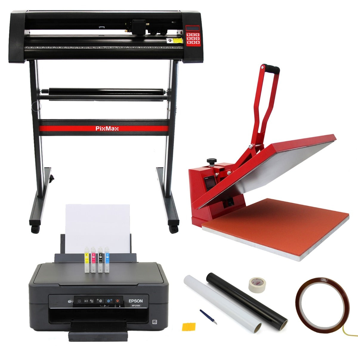 Vinylplotter, 50 x 50 Värmeöverföringspress, SignCut Business Bundle, Skrivare