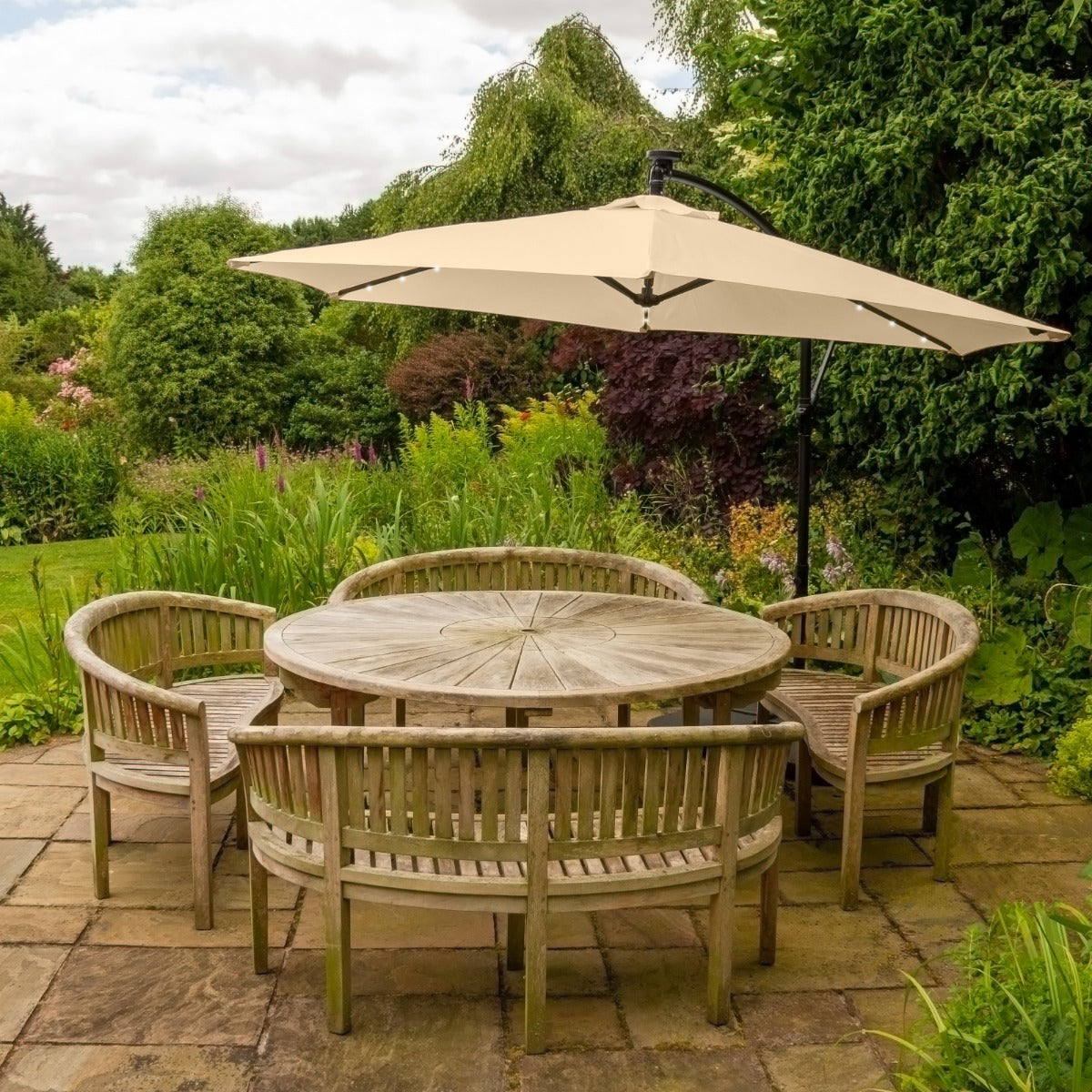 Beige 3m LED Cantilever Parasoll