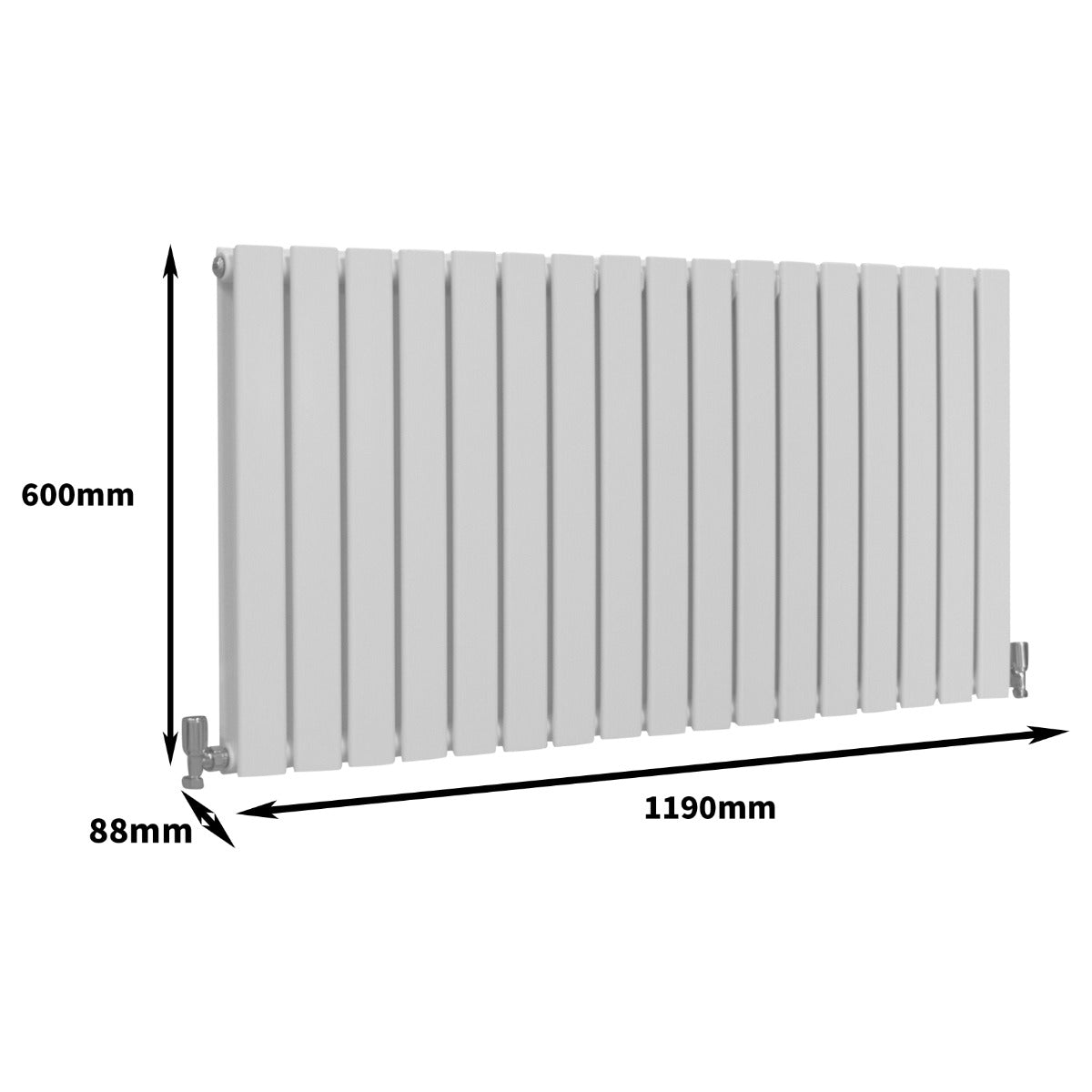Designerradiatorer med Platta Paneler Vita 600mm x 1190mm