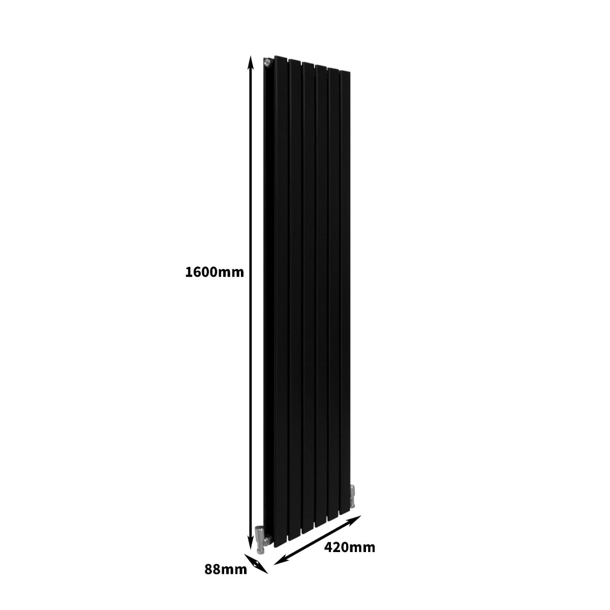 Designerradiatorer med Platta Paneler Svarta 1600mm x 420mm