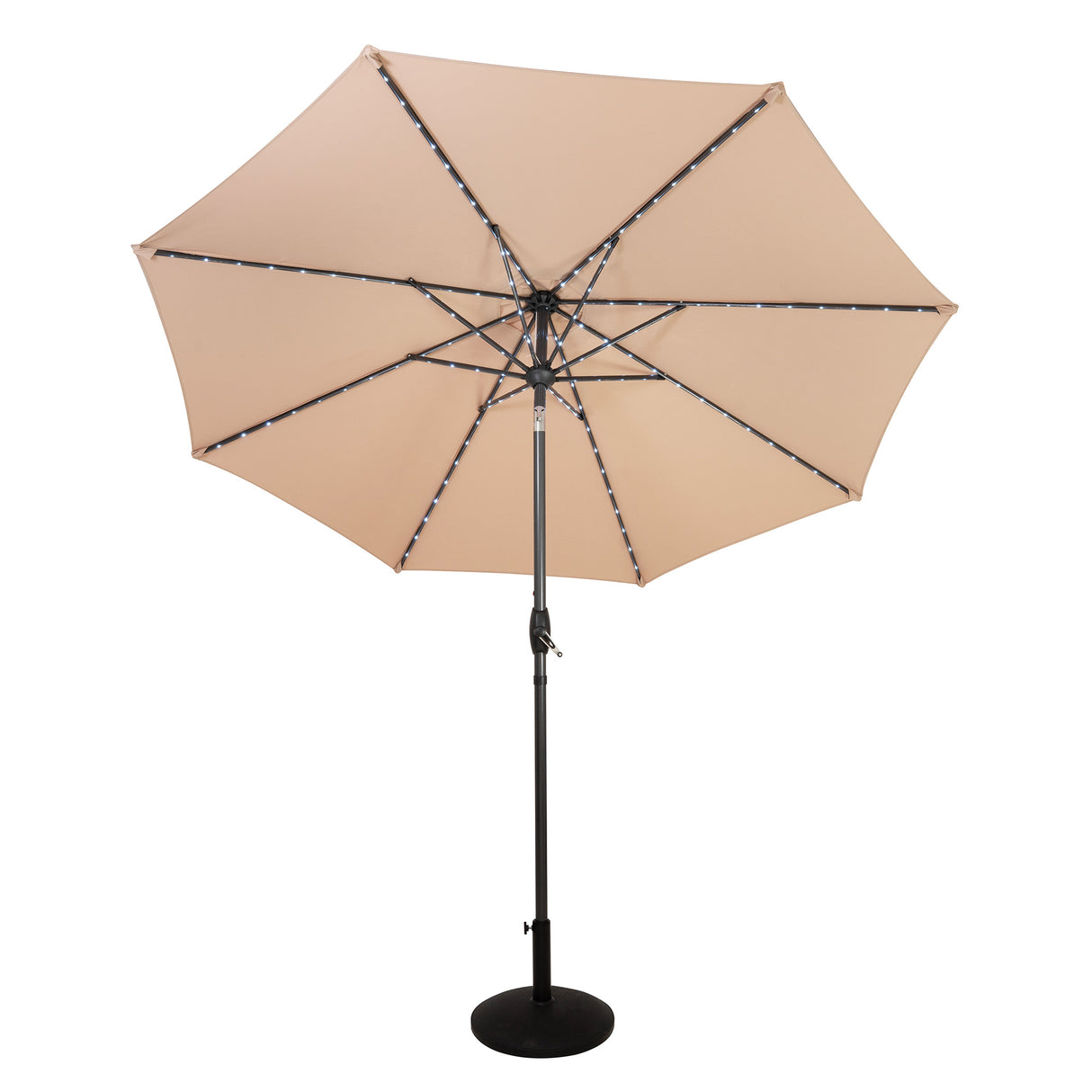 Lutbart LED-Parasoll 2,7 m med Fot – Beige