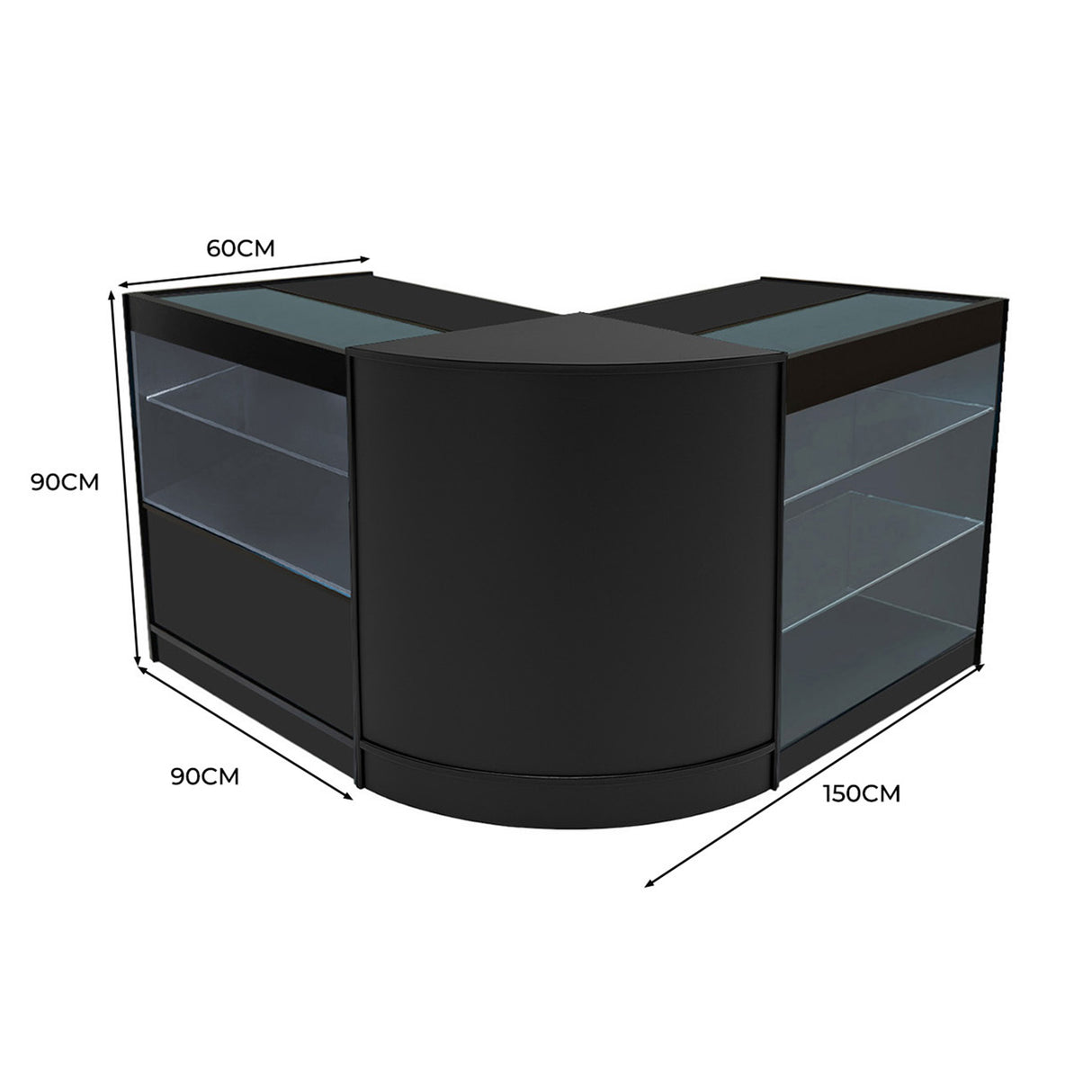 "HERA" Set med LED-belysta Butiksmoduler CM60+K900+C900 – Svart