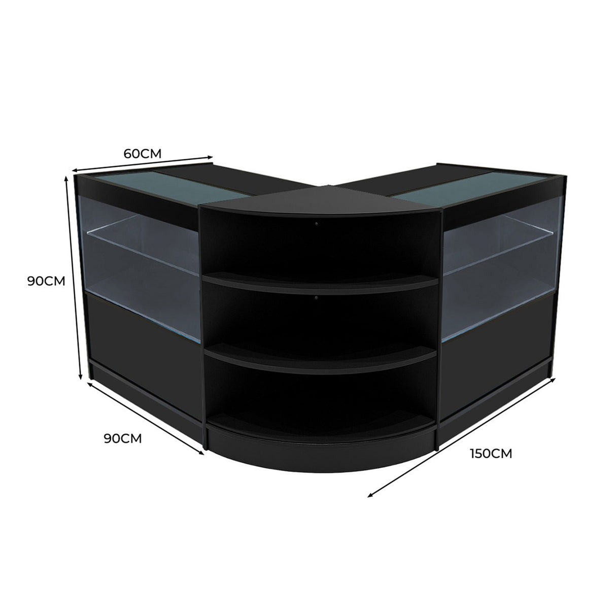 "ANDROMEDA" Set med LED-belysta Butiksmoduler LM60+ 2x C900 – Svart