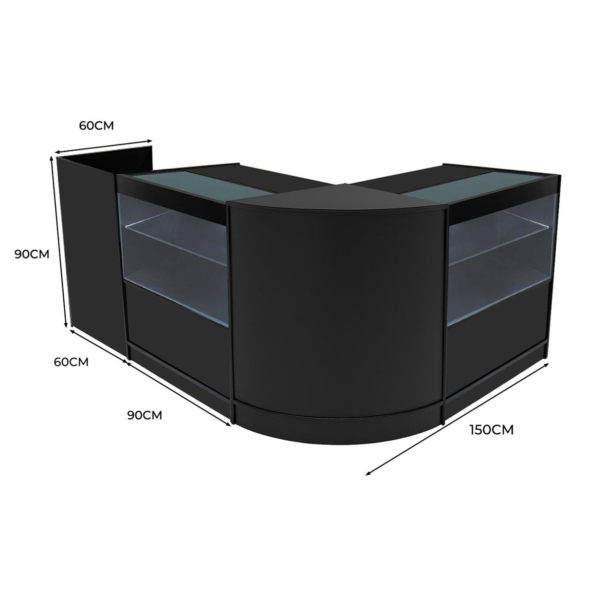 "PHOENIX" Set med LED-belysta Butiksmoduler CM60 + 2xC900 + TB60 – Svart