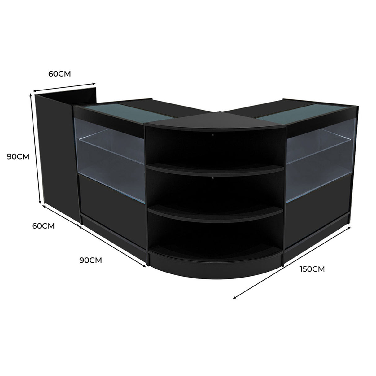 "ECLIPSE" Set med LED-belysta Butiksmoduler LM60 + 2xC900 + TB60 – Svart