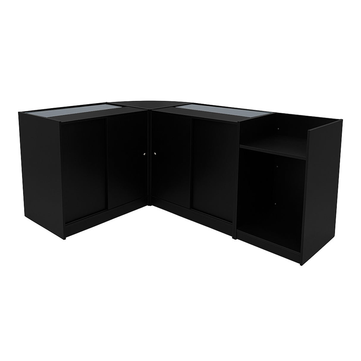 "ASTRO" Set med LED-belysta Butiksmoduler LM60 + 2xK900 + TB60 – Svart