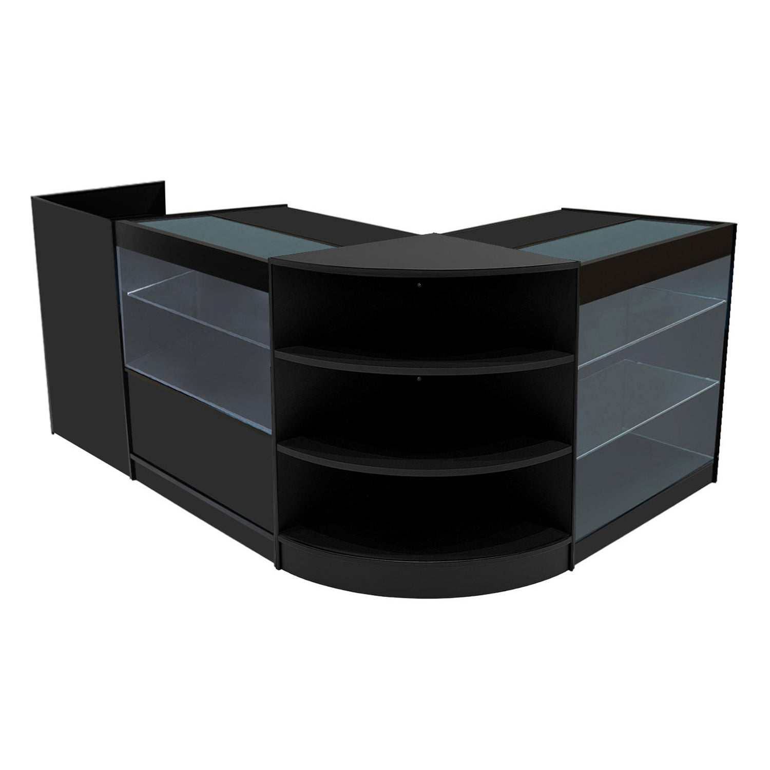 "THEIA" Set med LED-belysta Butiksmoduler LM60 + K900 + C900 + TB60 – Svart