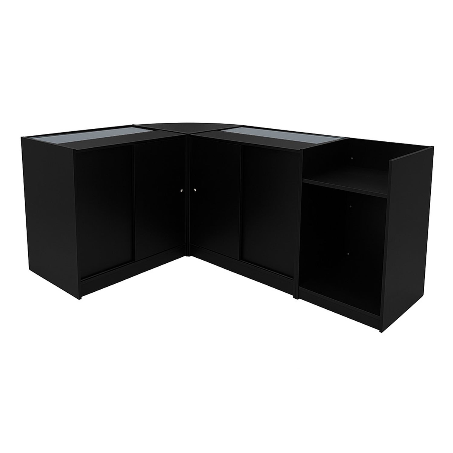 "THEIA" Set med LED-belysta Butiksmoduler LM60 + K900 + C900 + TB60 – Svart