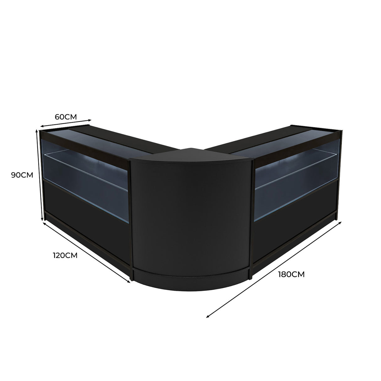 "SELENE" Set med LED-belysta Butiksmoduler CM60+ 2x C1500 – Svart