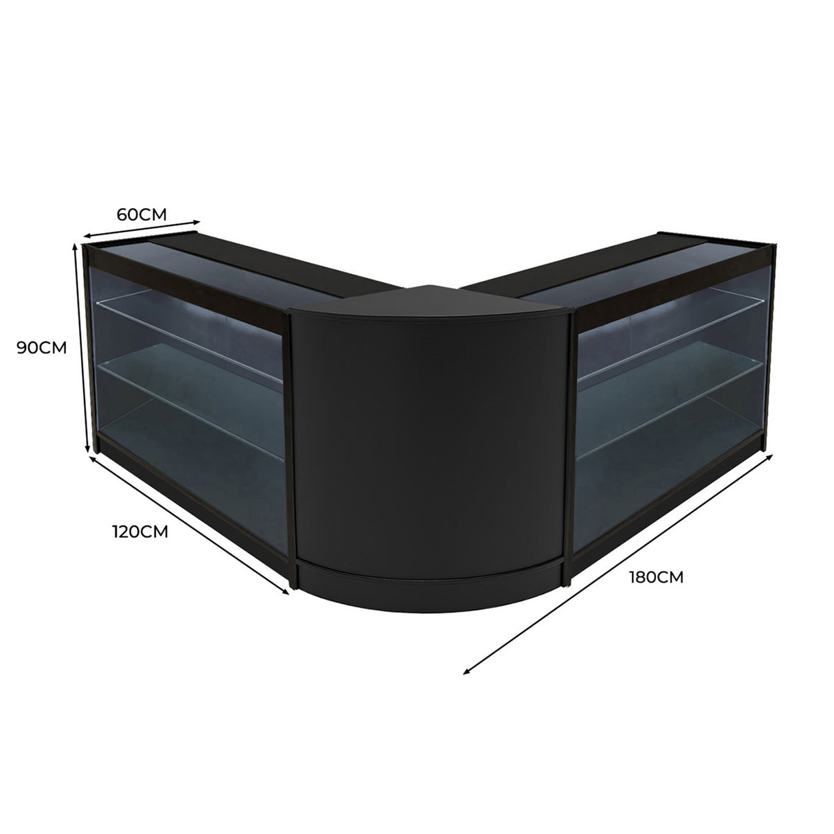 "HELIOS" Set med LED-belysta Butiksmoduler CM60+ 2x K1200 – Svart