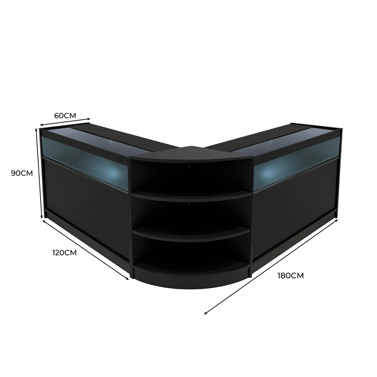 "THESEUS" Set med LED-belysta Butiksmoduler LM60+ 2x B1200 – Svart