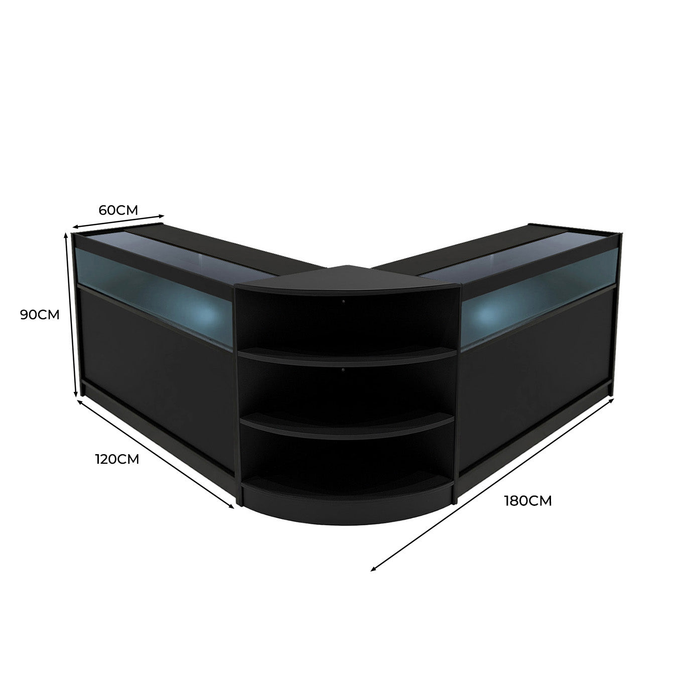 "THESEUS" Set med LED-belysta Butiksmoduler LM60+ 2x B1200 – Svart