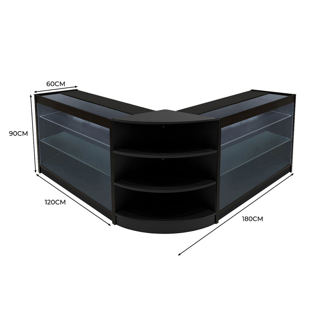 "APOLLO" Set med LED-belysta Butiksmoduler LM60+ 2x K1200 – Svart