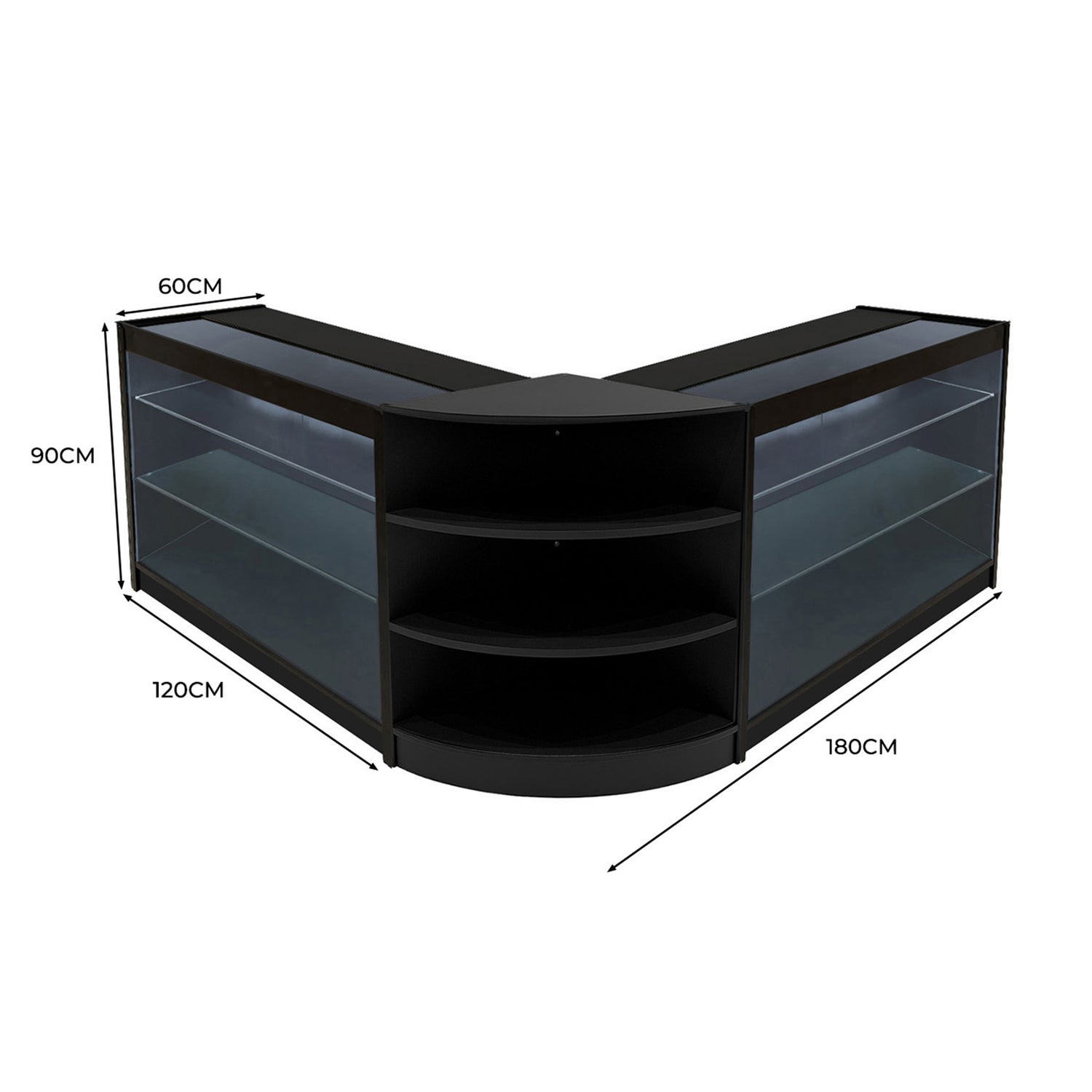 "APOLLO" Set med LED-belysta Butiksmoduler LM60+ 2x K1200 – Svart