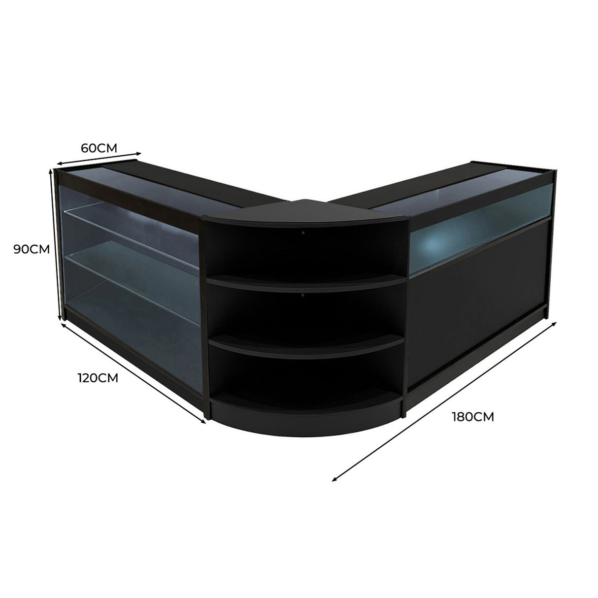 "DEMETER" Set med LED-belysta Butiksmoduler LM60+K1200+B1200 – Svart